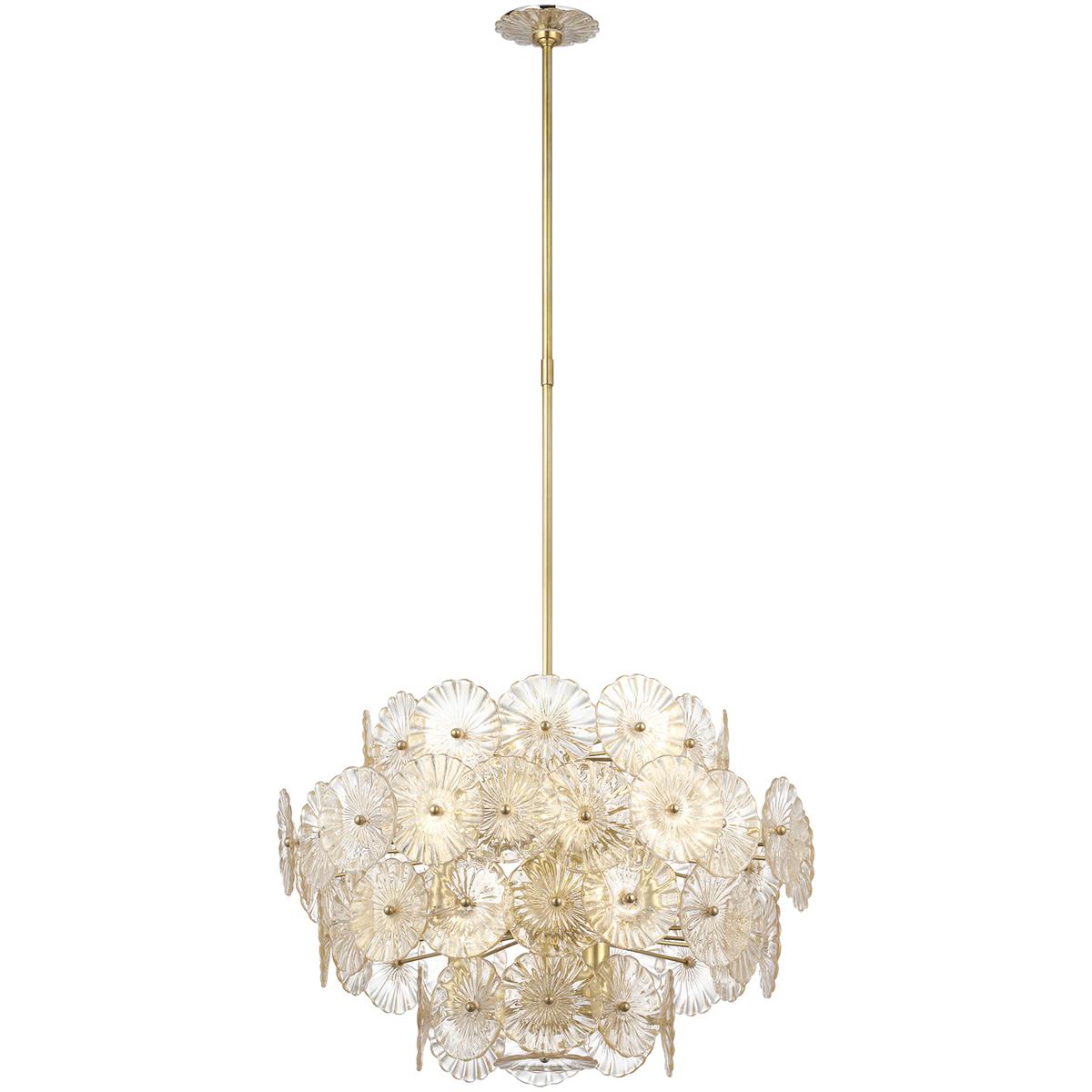 Visual Comfort Signature Collection JN5035HAB-GF Julie Neill Gianna LED 24 inch Hand-Rubbed Antique Brass Chandelier Ceiling Light in Gold Fleck Glass