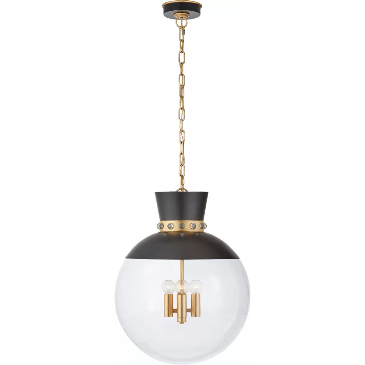 Visual Comfort Signature Collection JN5052MBK/G-CG Julie Neill Lucia 4 Light 18 inch Matte Black and Gild Pendant Ceiling Light, Large
