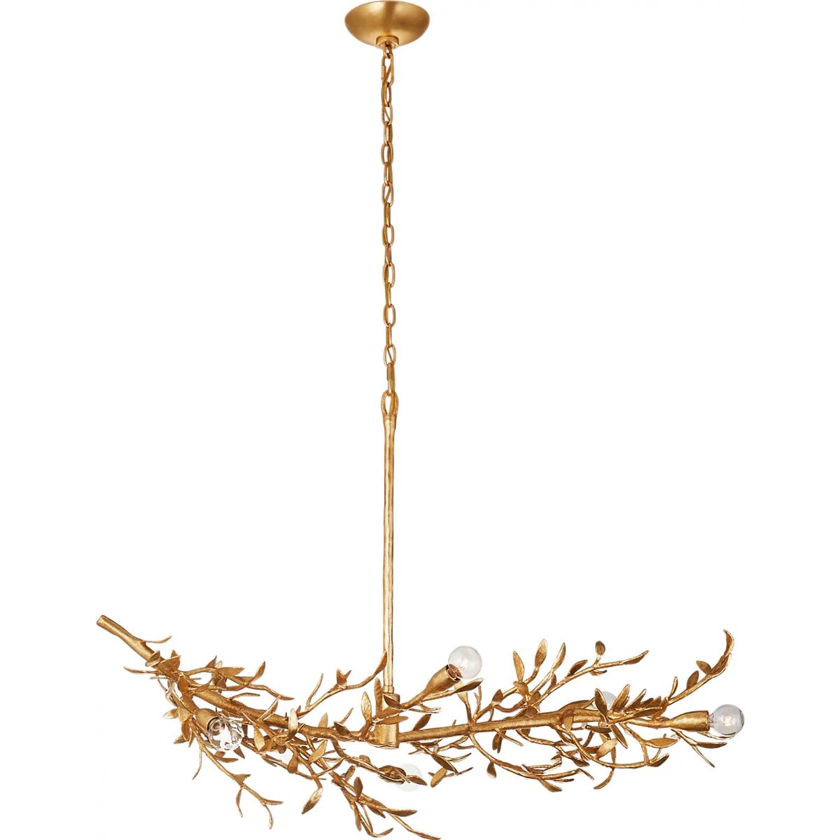 Visual Comfort Signature Collection JN5070AGL Julie Neill Mandeville 6 Light 42 inch Antique Gold Leaf Linear Chandelier Ceiling Light