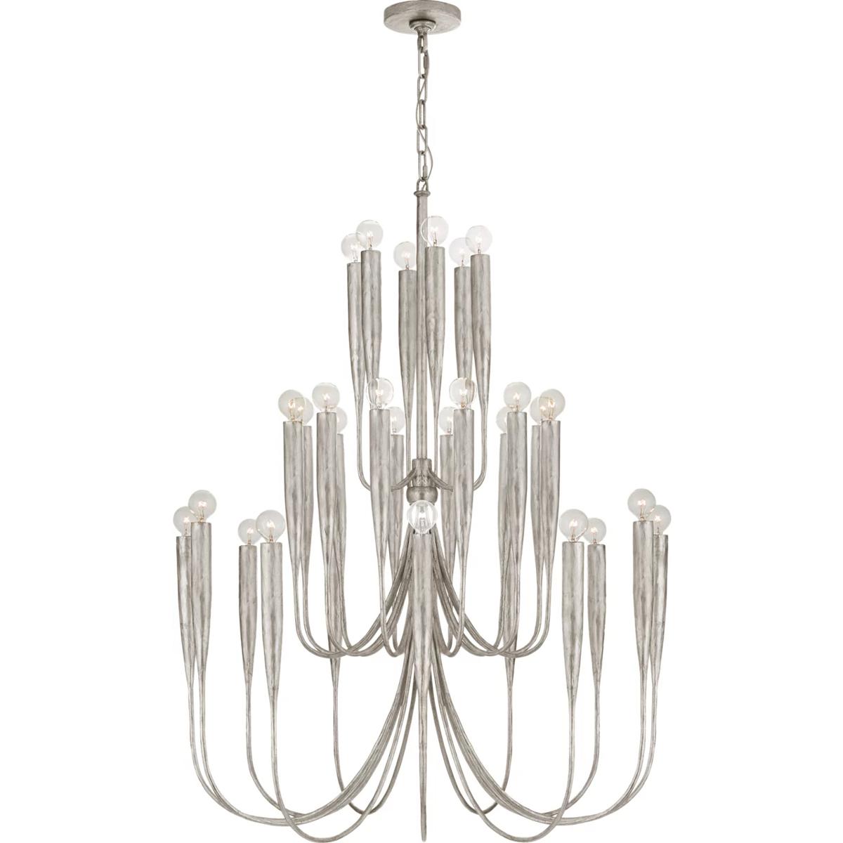 Visual Comfort Signature Collection JN5072BSL Julie Neill Acadia 30 Light 33 inch Burnished Silver Leaf Chandelier Ceiling Light, Large