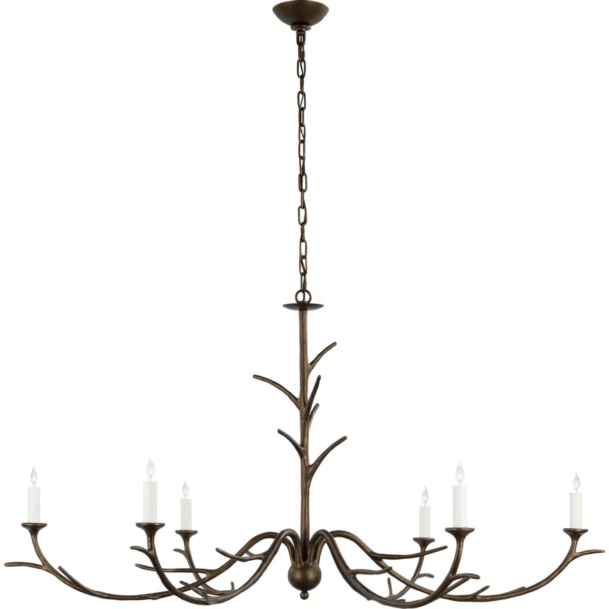 Visual Comfort Signature Collection JN5076ABL Julie Neill Iberia 6 Light 57 inch Antique Bronze Leaf Chandelier Ceiling Light, Large