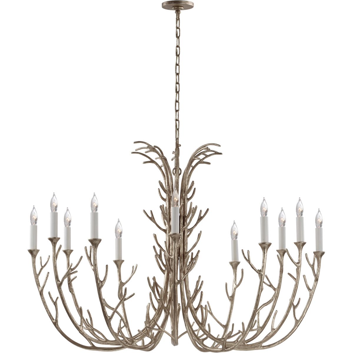 Visual Comfort Signature Collection JN5080BSL Julie Neill Silva 12 Light 48.25 inch Burnished Silver Leaf Chandelier Ceiling Light, Grande