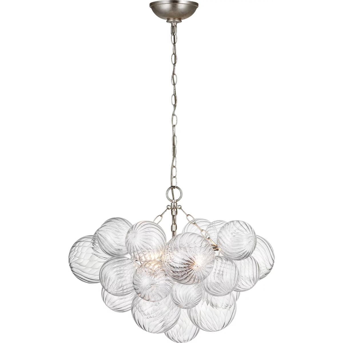 Visual Comfort Signature Collection JN5110BSL/CG Julie Neill Talia LED 24 inch Burnished Silver Leaf and Clear Swirled Glass Chandelier Ceiling Light,