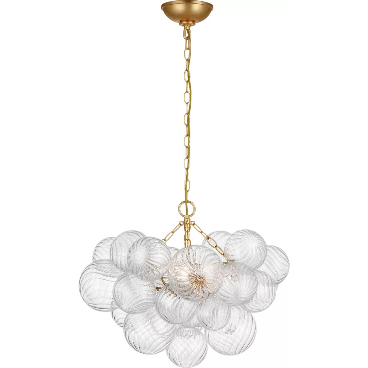Visual Comfort Signature Collection JN5110G/CG Julie Neill Talia LED 24 inch Gild and Clear Swirled Glass Chandelier Ceiling Light, Small