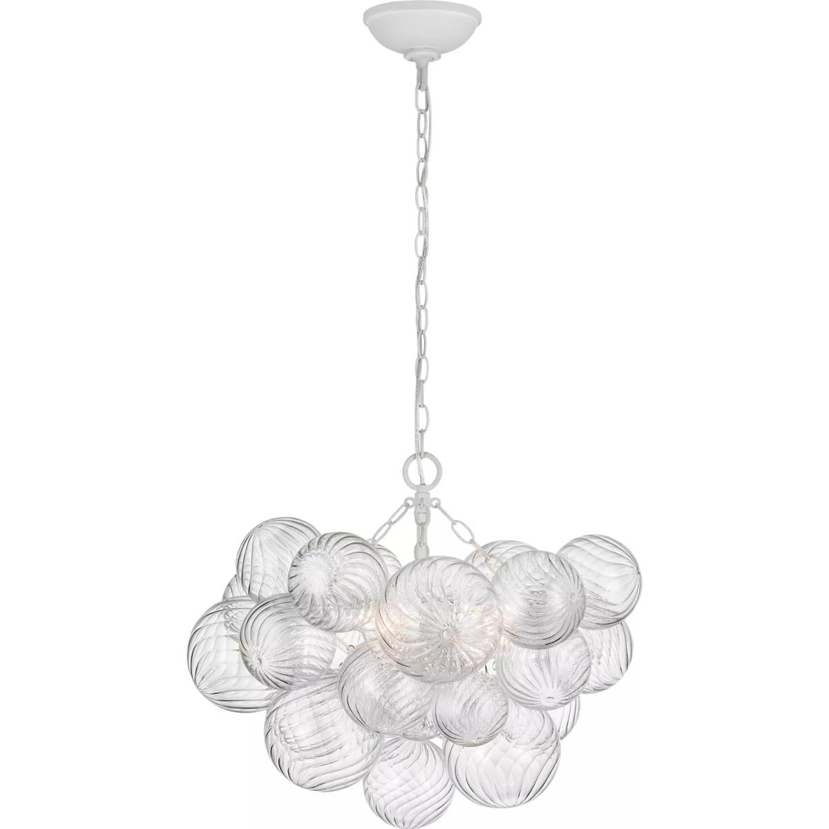 Visual Comfort Signature Collection JN5110PW/CG Julie Neill Talia LED 24 inch Plaster White and Clear Swirled Glass Chandelier Ceiling Light, Small