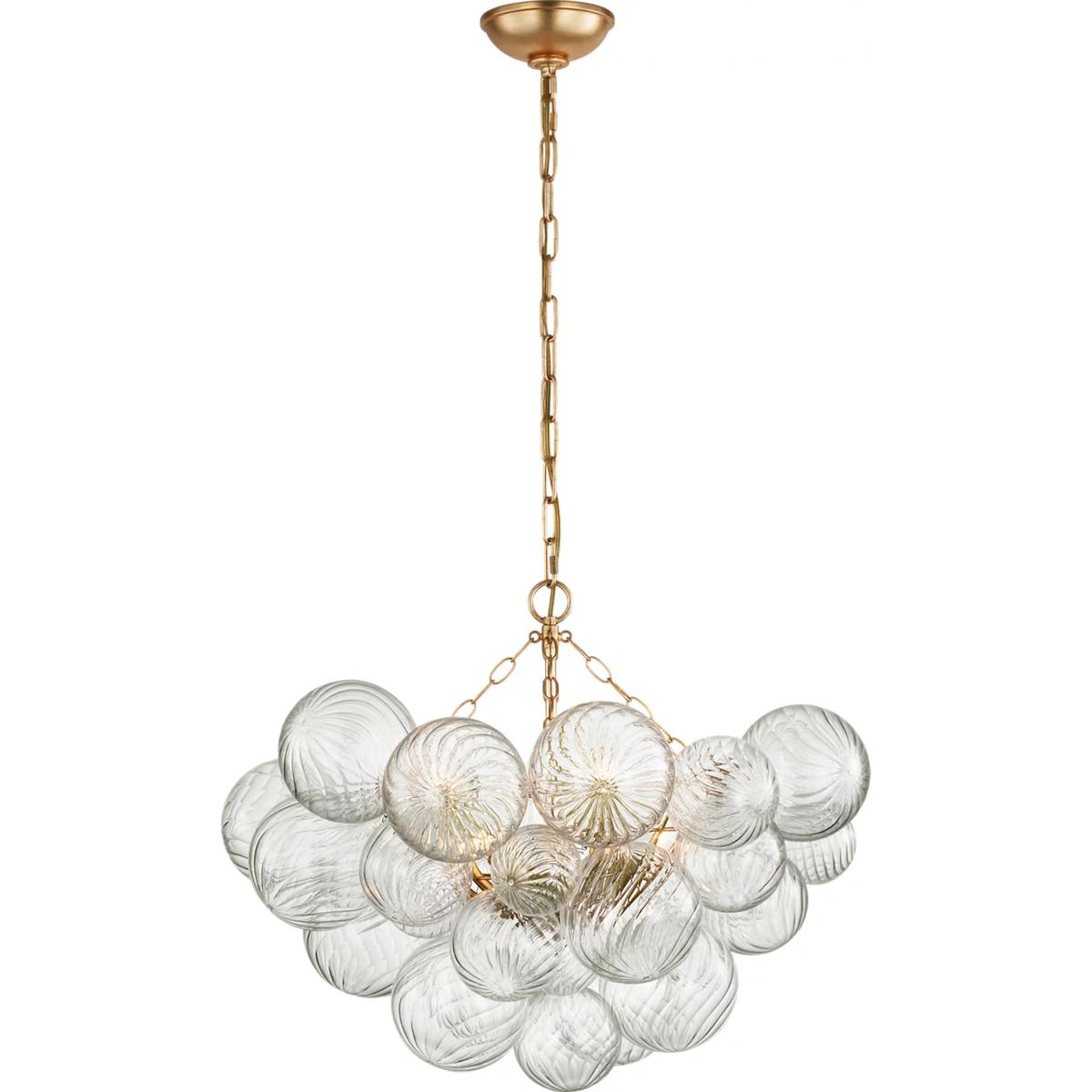 Visual Comfort Signature Collection JN5111G/CG Julie Neill Talia LED 29.25 inch Gild and Clear Swirled Glass Chandelier Ceiling Light, Medium