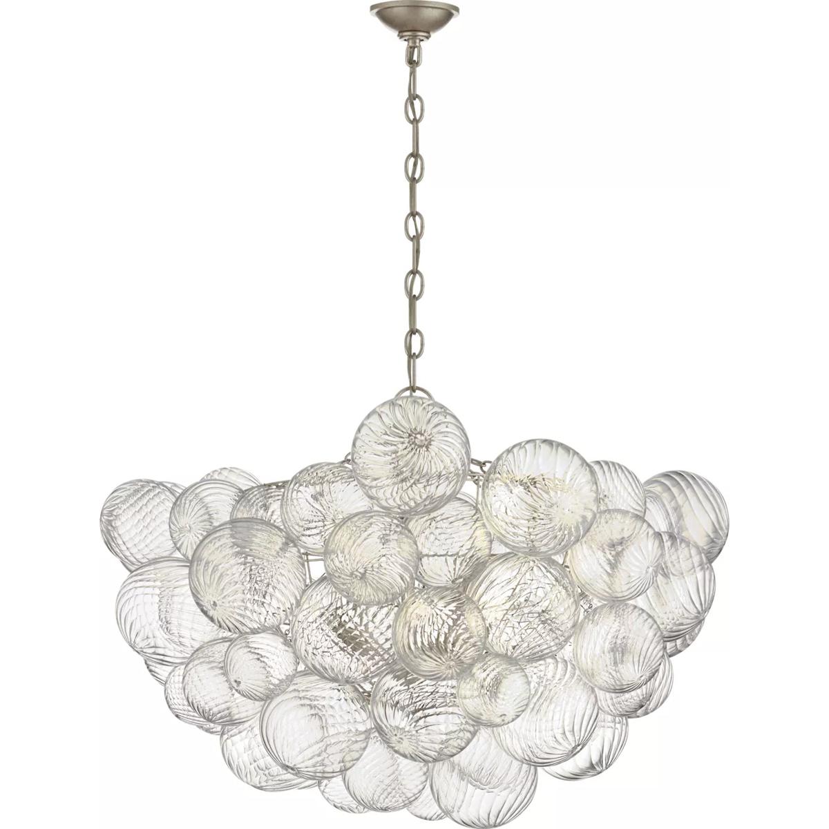 Visual Comfort Signature Collection JN5112BSL/CG Julie Neill Talia 8 Light 33 inch Burnished Silver Leaf and Clear Swirled Glass Chandelier Ceiling Li