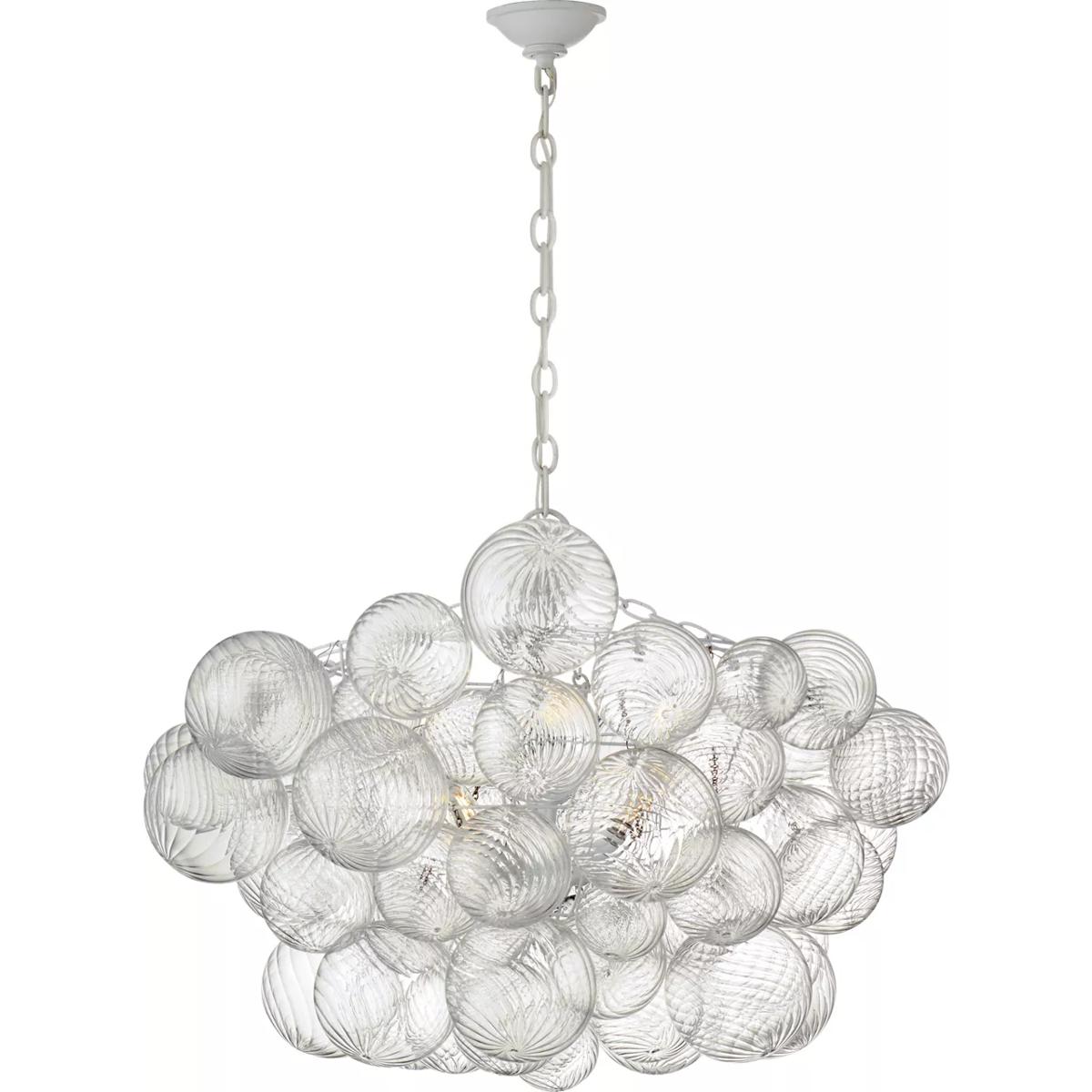Visual Comfort Signature Collection JN5112PW/CG Julie Neill Talia 8 Light 33 inch Plaster White and Clear Swirled Glass Chandelier Ceiling Light, Larg
