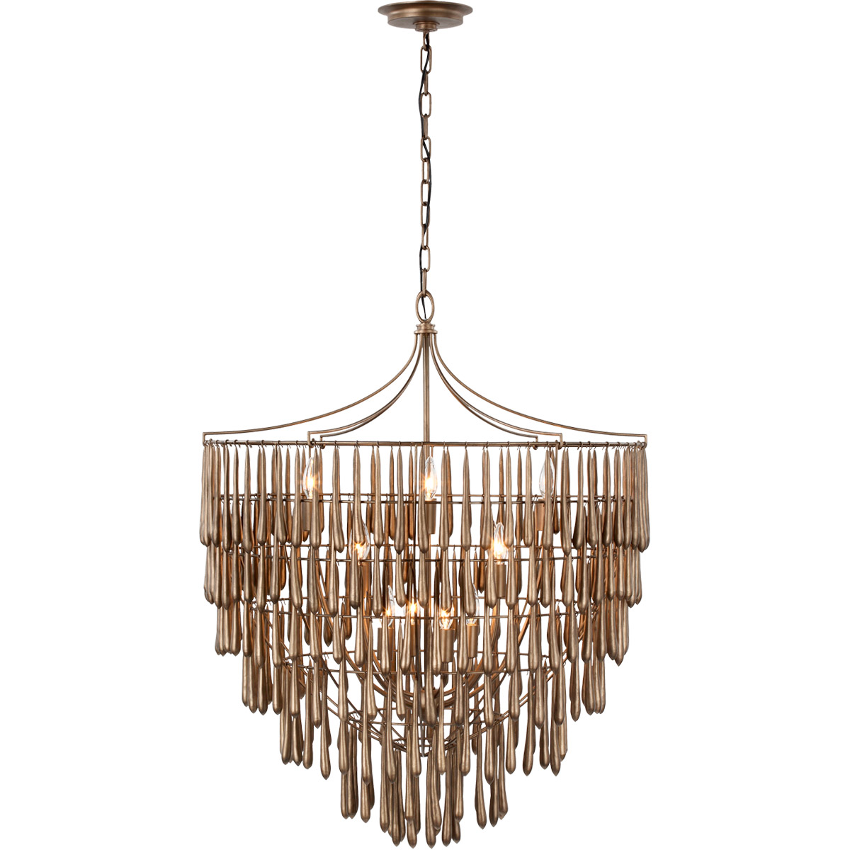 Visual Comfort Signature Collection JN5132ABL Julie Neill Vacarro LED 32.25 inch Antique Bronze Leaf Chandelier Ceiling Light, Large