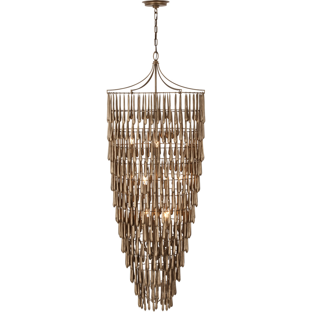 Visual Comfort Signature Collection JN5135ABL Julie Neill Vacarro LED 25 inch Antique Bronze Leaf Cascading Chandelier Ceiling Light