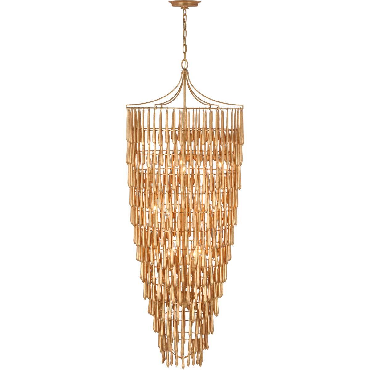 Visual Comfort Signature Collection JN5135AGL Julie Neill Vacarro LED 25 inch Antique Gold Leaf Cascading Chandelier Ceiling Light