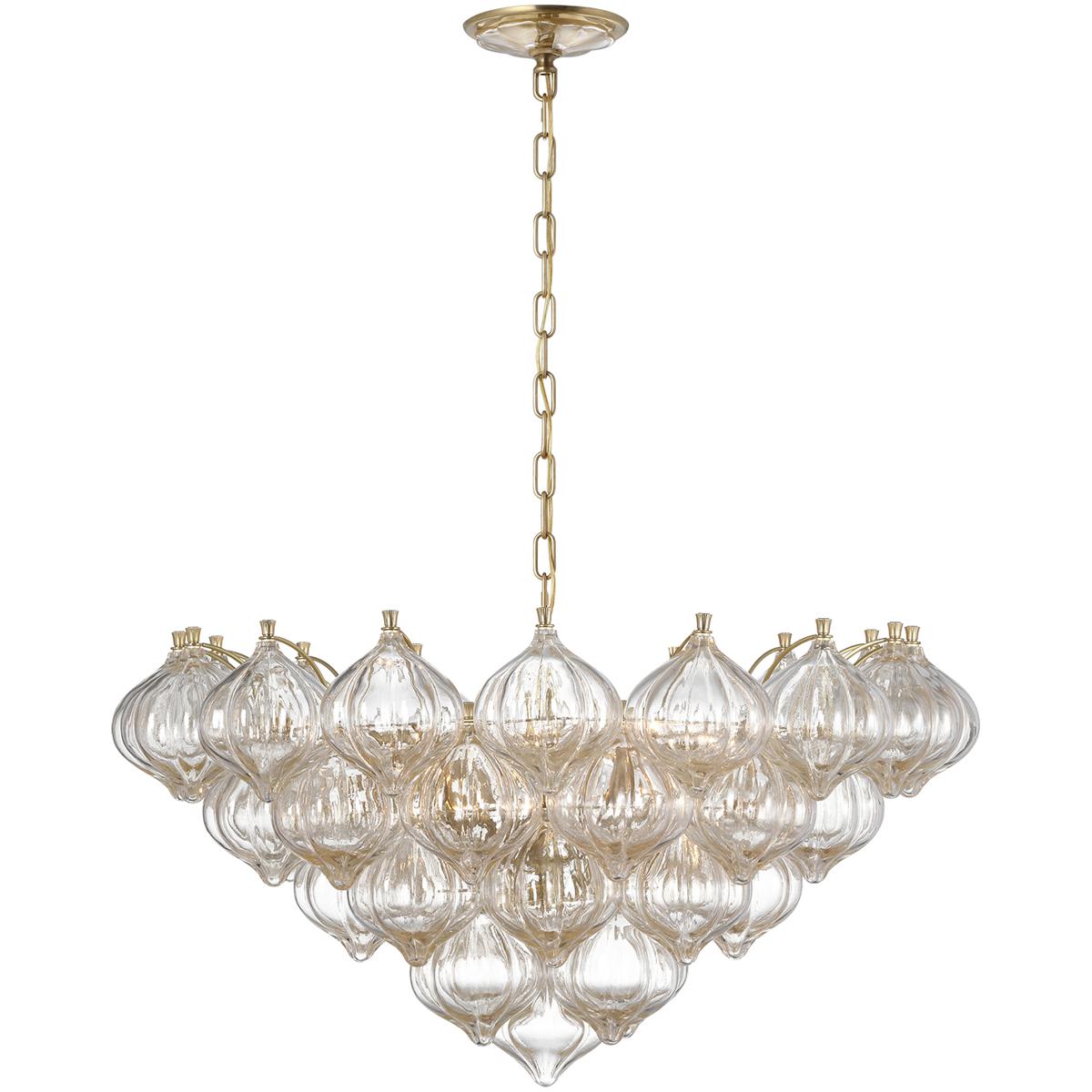 Visual Comfort Signature Collection JN5145HAB-GF Julie Neill Caselli LED 35.5 inch Hand-Rubbed Antique Brass Basket Chandelier Ceiling Light in Gold F