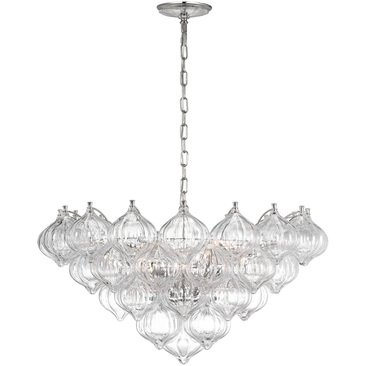 Visual Comfort Signature Collection JN5145PN-CG Julie Neill Caselli LED 35.5 inch Polished Nickel Basket Chandelier Ceiling Light in Clear Glass