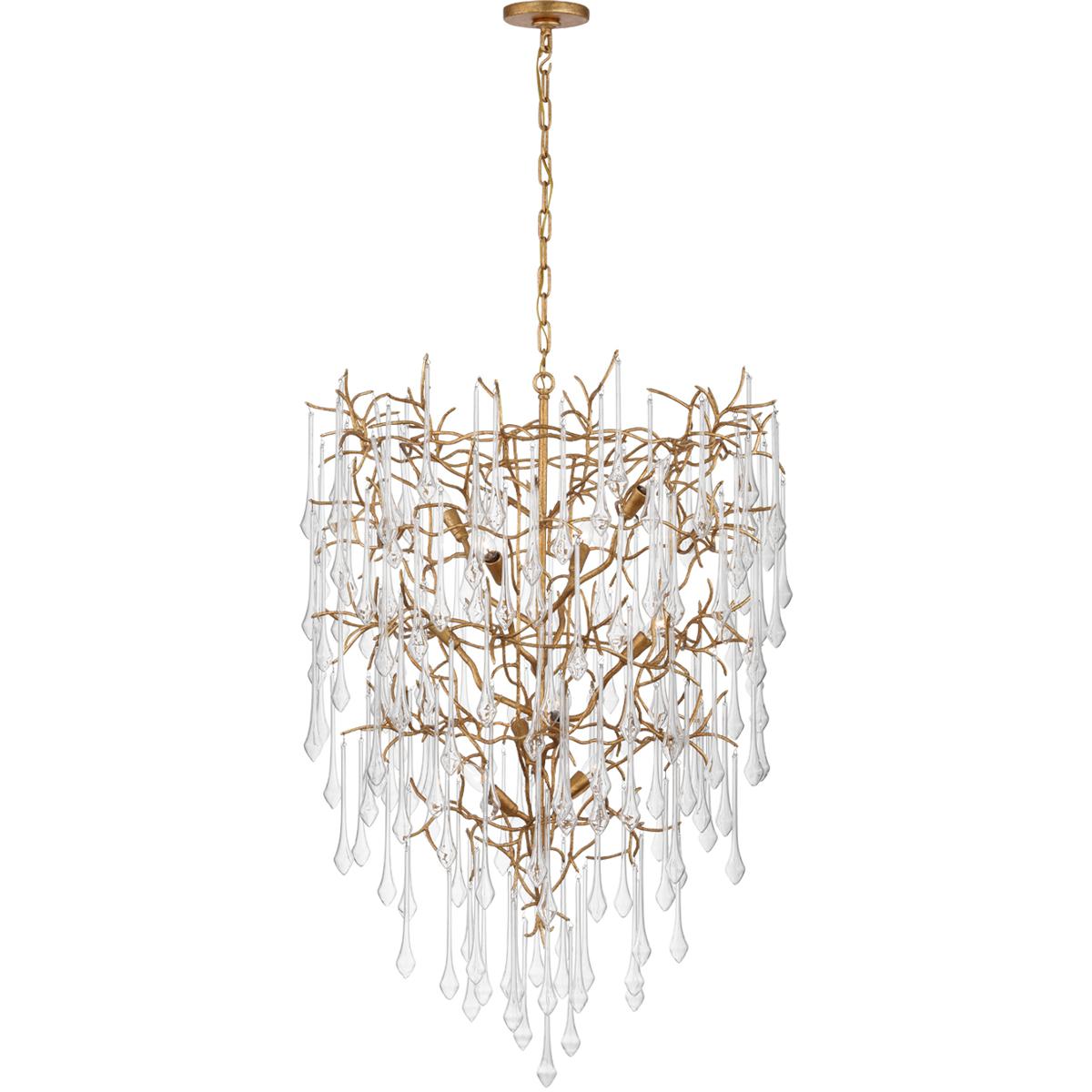 Visual Comfort Signature Collection JN5222GI-CG Julie Neill Rayne LED 34 inch Gilded Iron Entry Chandelier Ceiling Light