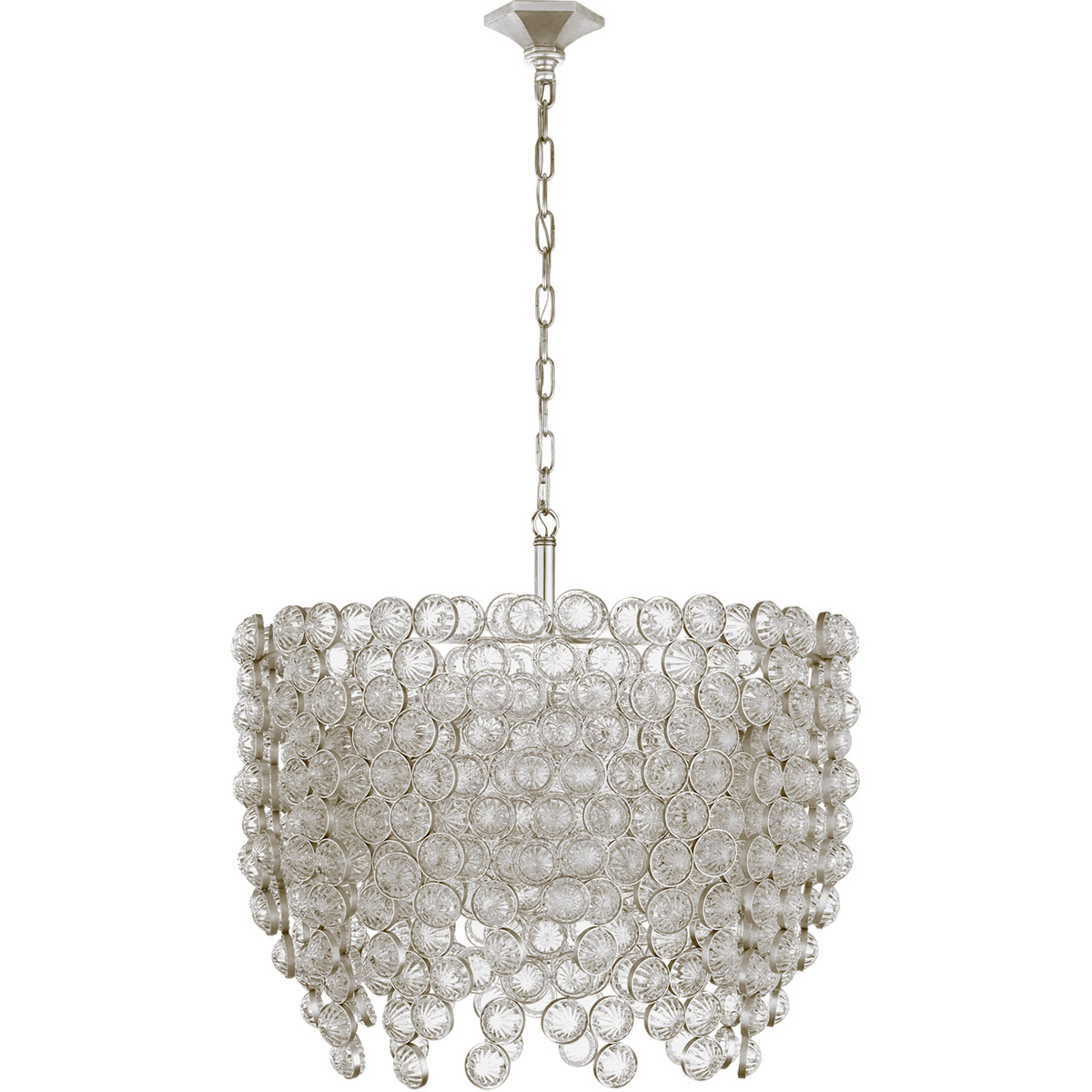 Visual Comfort Signature Collection JN5234BSL/CG Julie Neill Milazzo 8 Light 28.5 inch Burnished Silver Leaf and Crystal Waterfall Chandelier Ceiling