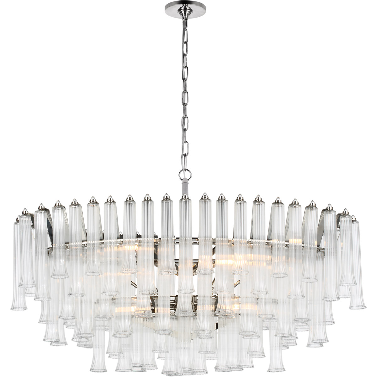 Visual Comfort Signature Collection JN5255PN-CG Julie Neill Lorelei LED 20.25 inch Polished Nickel Oval Chandelier Ceiling Light, Large