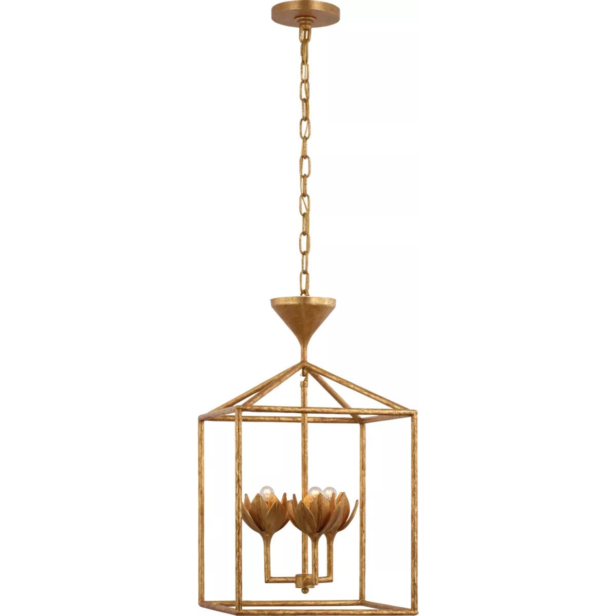 Lighting New York R-JN5301AGL Visual Comfort Signature Collection Julie Neill Alberto LED 14 inch Antique Gold Leaf Open Cage Lantern Ceiling Light, S