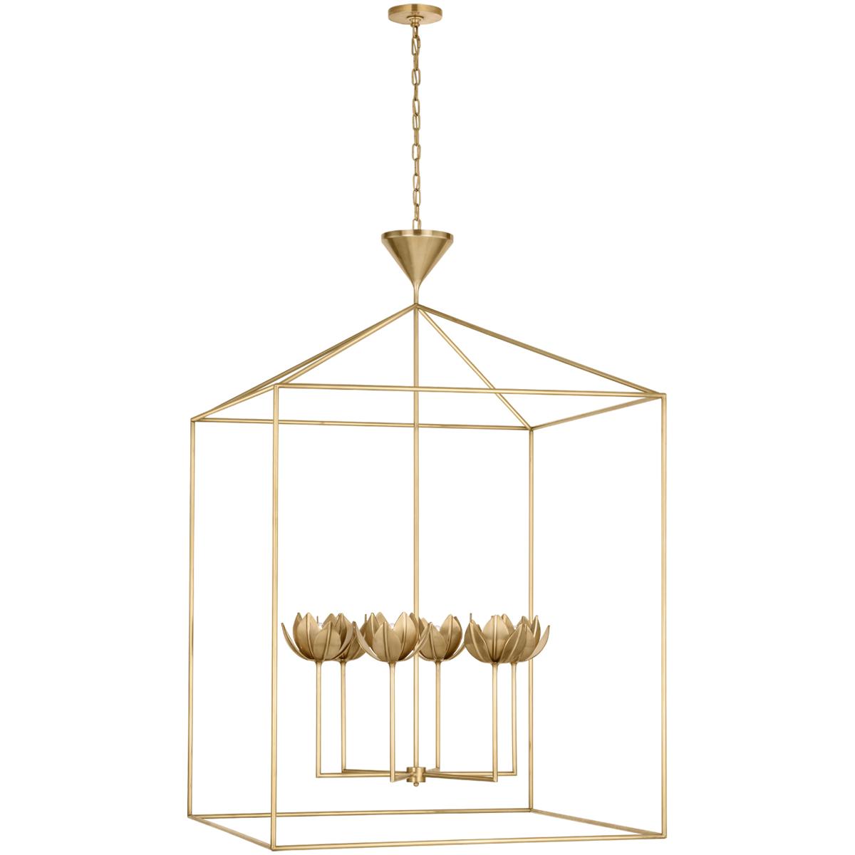Visual Comfort Signature Collection JN5305AB Julie Neill Alberto LED 38 inch Antique-Burnished Brass Open Cage Lantern Ceiling Light