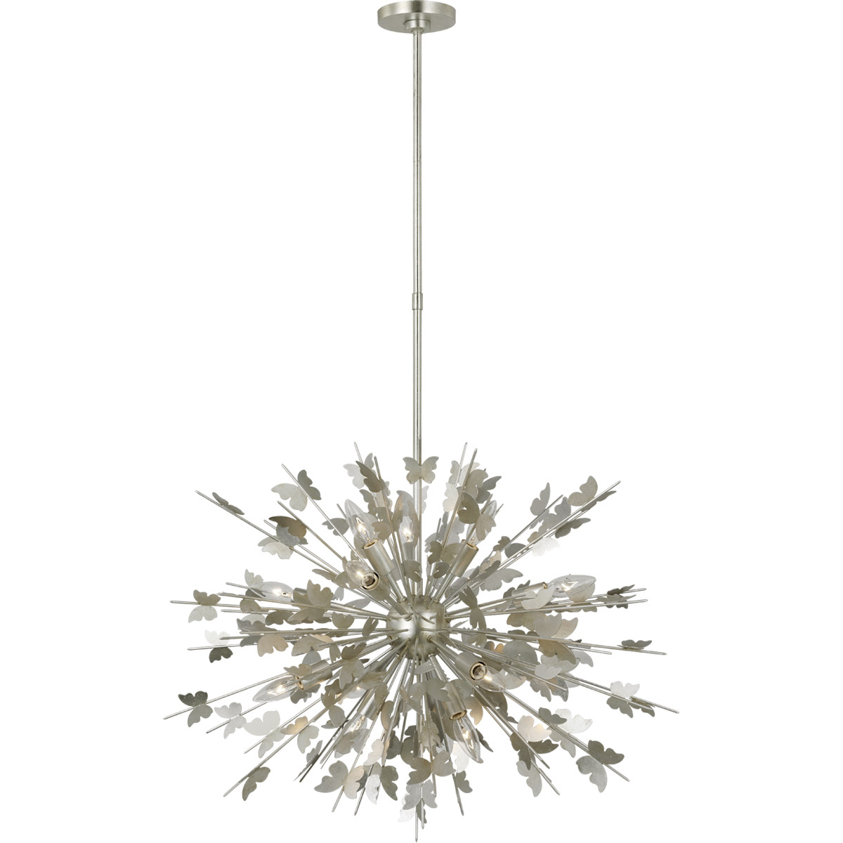 Visual Comfort Signature Collection JN5501BSL Julie Neill Farfalle LED 30 inch Burnished Silver Leaf Chandelier Ceiling Light, Medium