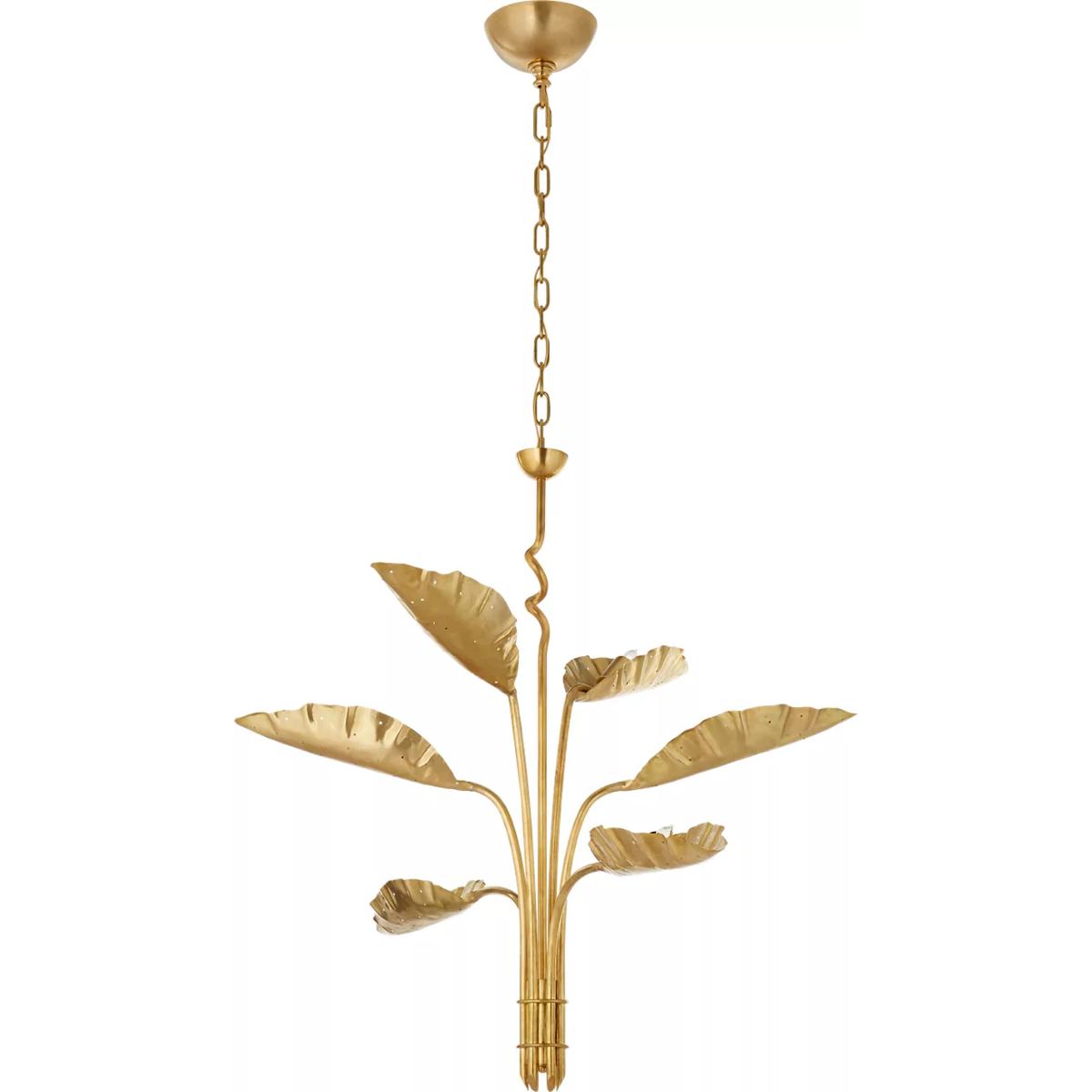Visual Comfort Signature Collection JN5517AB Julie Neill Dumaine 6 Light 41.75 inch Antique-Burnished Brass Pierced Leaf Chandelier Ceiling Light, Med