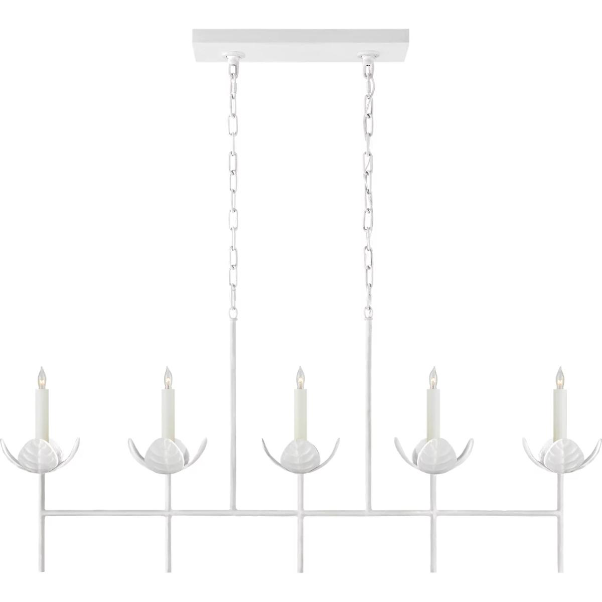 Visual Comfort Signature Collection JN5630PW Julie Neill Illana 5 Light 50.5 inch Plaster White Linear Chandelier Ceiling Light in (None), Large