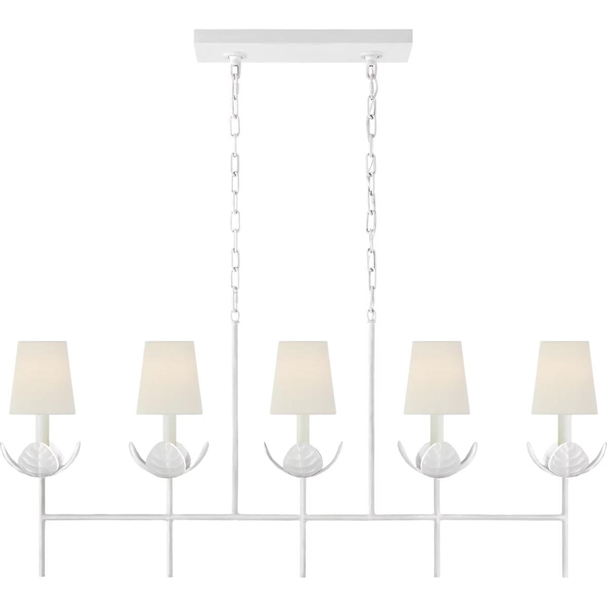Visual Comfort Signature Collection JN5630PW-L Julie Neill Illana 5 Light 50.5 inch Plaster White Linear Chandelier Ceiling Light in Linen, Large