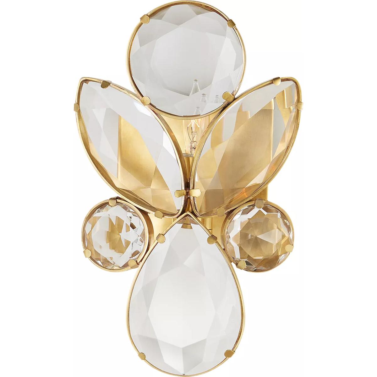 Visual Comfort Signature Collection KS2015SB-CG kate spade new york Lloyd 1 Light 6 inch Soft Brass Jeweled Sconce Wall Light in Clear Glass, Small