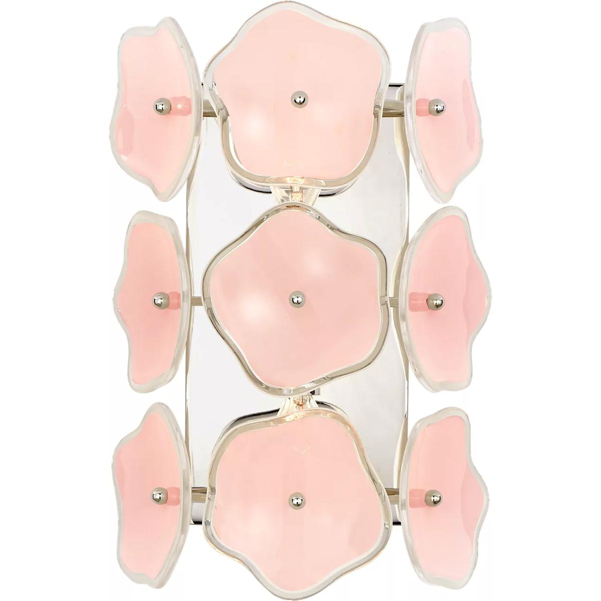 Visual Comfort Signature Collection KS2065PN-BLS kate spade new york Leighton 2 Light 7.75 inch Polished Nickel Sconce Wall Light in Blush Tinted Glas