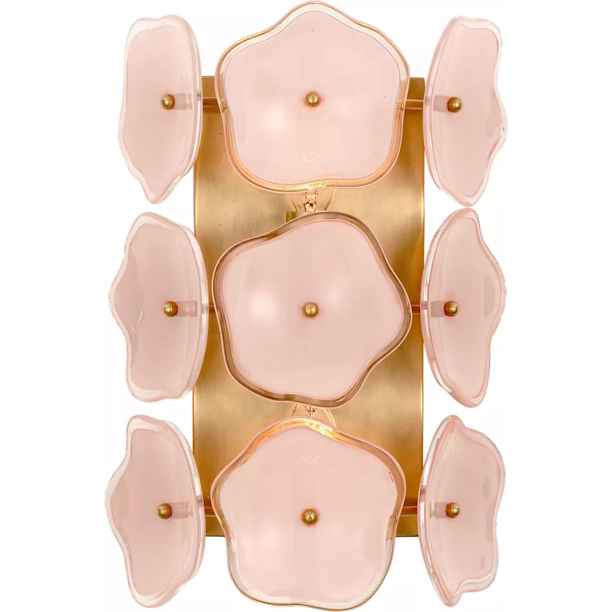 Visual Comfort Signature Collection KS2065SB-BLS kate spade new york Leighton 2 Light 7.75 inch Soft Brass Sconce Wall Light in Blush Tinted Glass, Sm