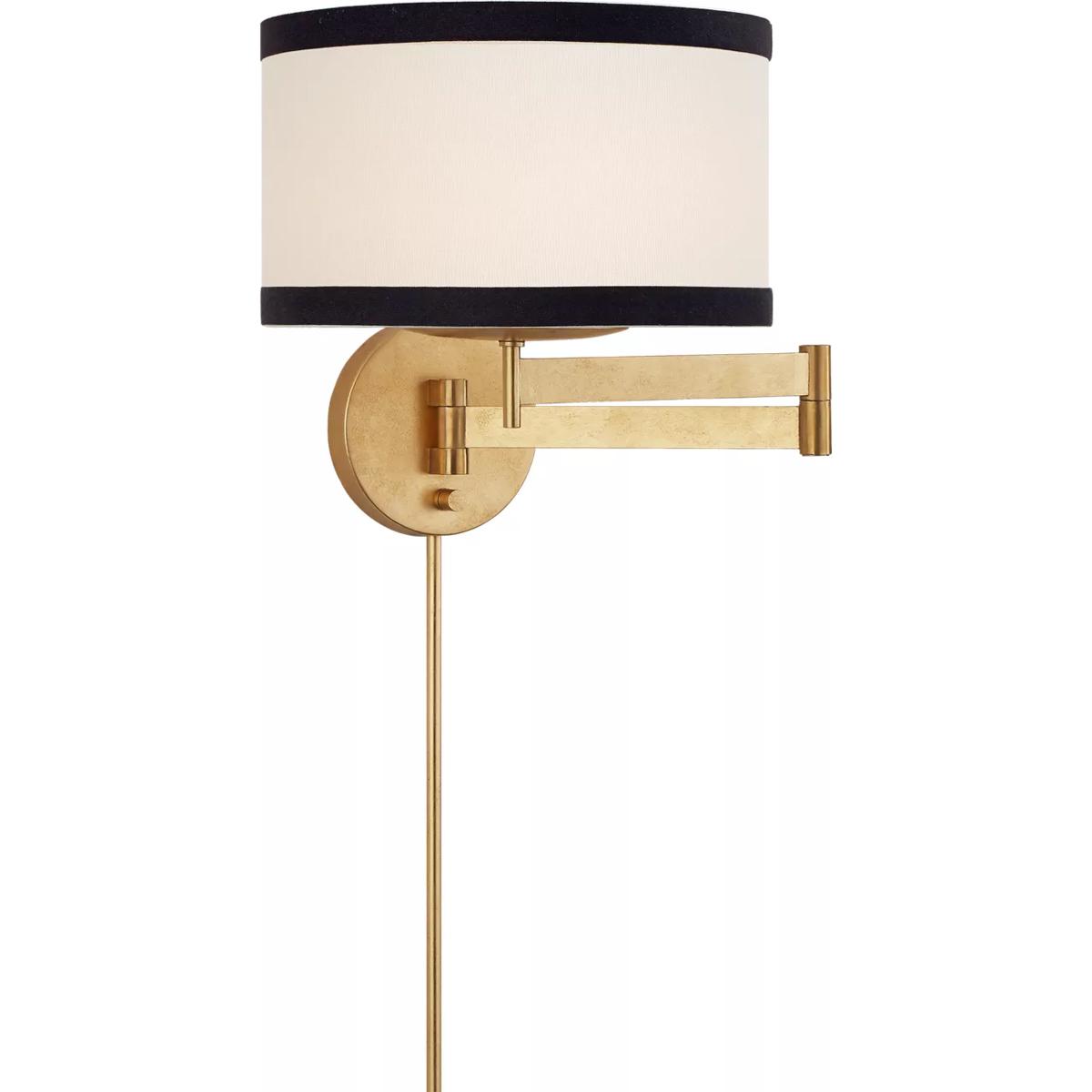 Visual Comfort Signature Collection KS2075G-L/BL kate spade new york Walker 16 inch 60 watt Gild Swing Arm Sconce Wall Light in Cream Linen with Black