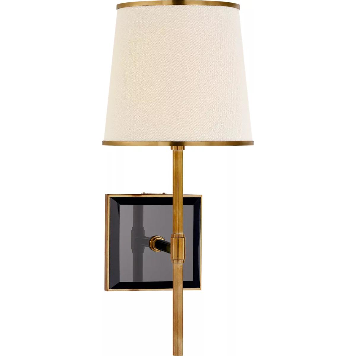 Visual Comfort Signature Collection KS2120SB/BLK-L/SB kate spade new york Bradford 1 Light 6.5 inch Soft Brass and Black Sconce Wall Light in Linen wi