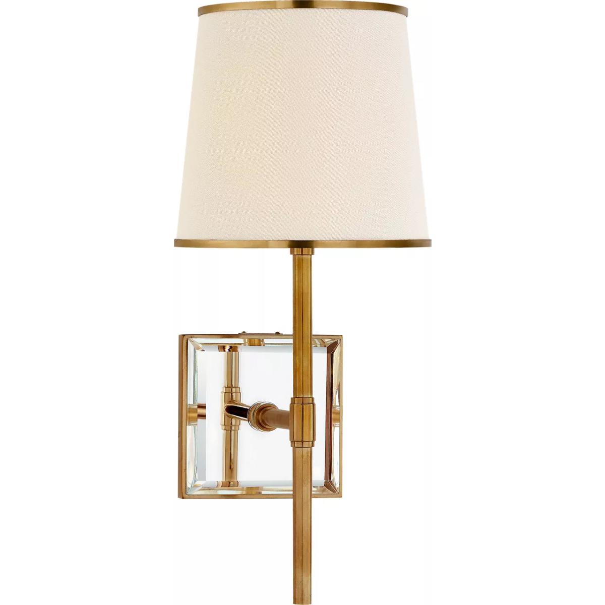 Visual Comfort Signature Collection KS2120SB/MIR-L/SB kate spade new york Bradford 1 Light 6.5 inch Soft Brass and Mirror Sconce Wall Light in Linen w