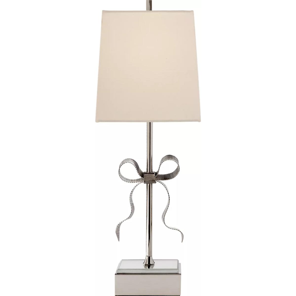 Visual Comfort Signature Collection KS3111PN-L kate spade new york Ellery 22.75 inch 60 watt Polished Nickel Gros-Grain Bow Table Lamp Portable Light