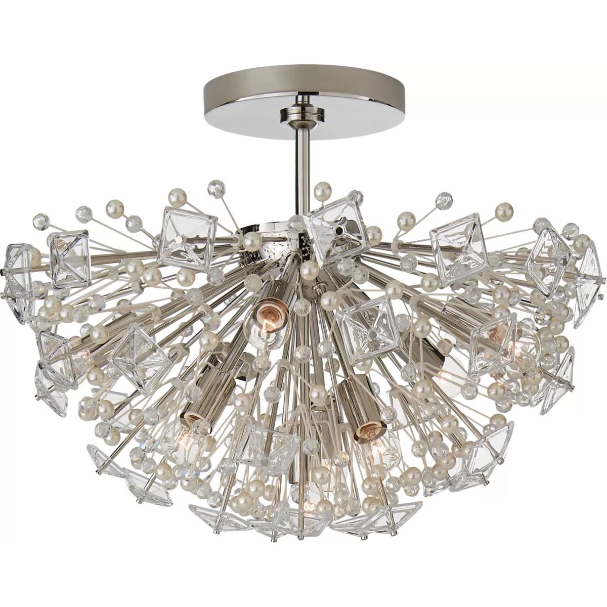Visual Comfort Signature Collection KS4005PN-CG kate spade new york Dickinson 9 Light 22.25 inch Polished Nickel Semi-Flush Mount Ceiling Light, Mediu