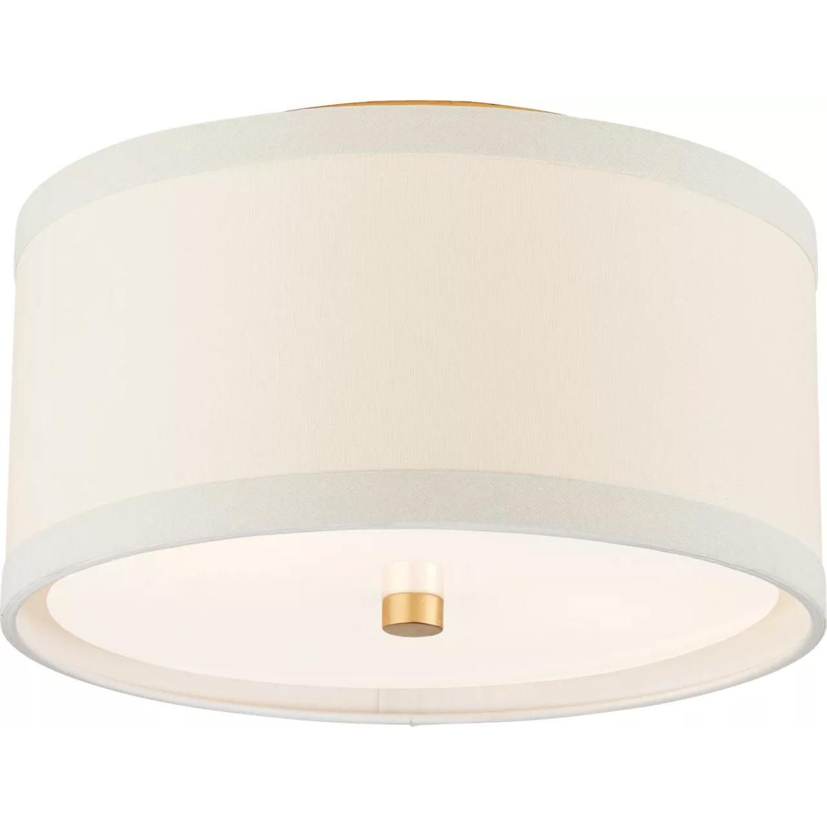 Visual Comfort Signature Collection KS4070G-L kate spade new york Walker 2 Light 13 inch Gild Flush Mount Ceiling Light in Cream Linen, Small