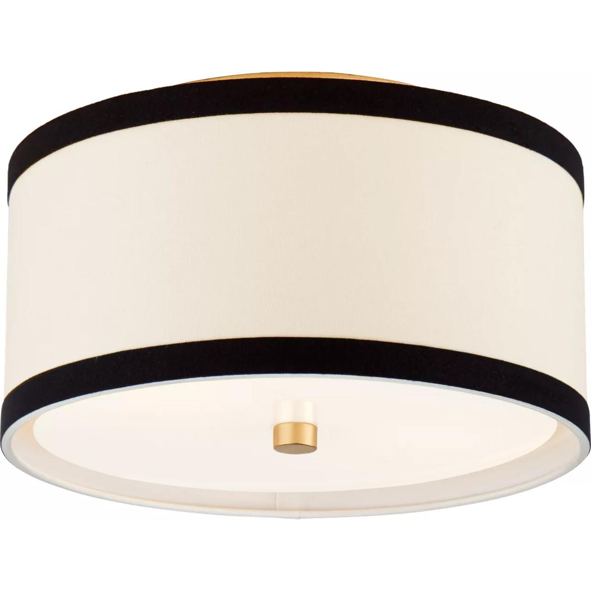 Visual Comfort Signature Collection KS4070G-L/BL kate spade new york Walker 2 Light 13 inch Gild Flush Mount Ceiling Light in Cream Linen with Black L