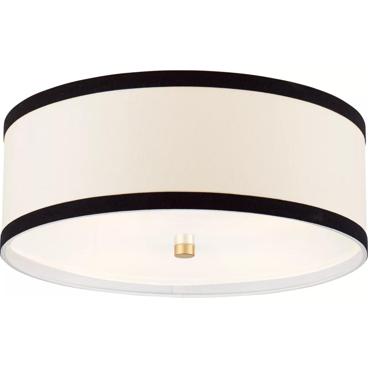 Visual Comfort Signature Collection KS4071G-L/BL kate spade new york Walker 4 Light 18 inch Gild Flush Mount Ceiling Light in Cream Linen with Black L