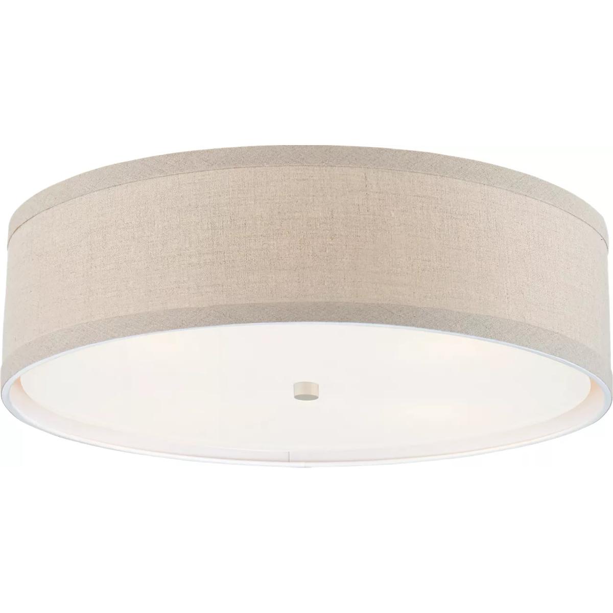 Visual Comfort Signature Collection KS4072LC-NL kate spade new york Walker 4 Light 24 inch Light Cream Flush Mount Ceiling Light in Natural Linen, Lar