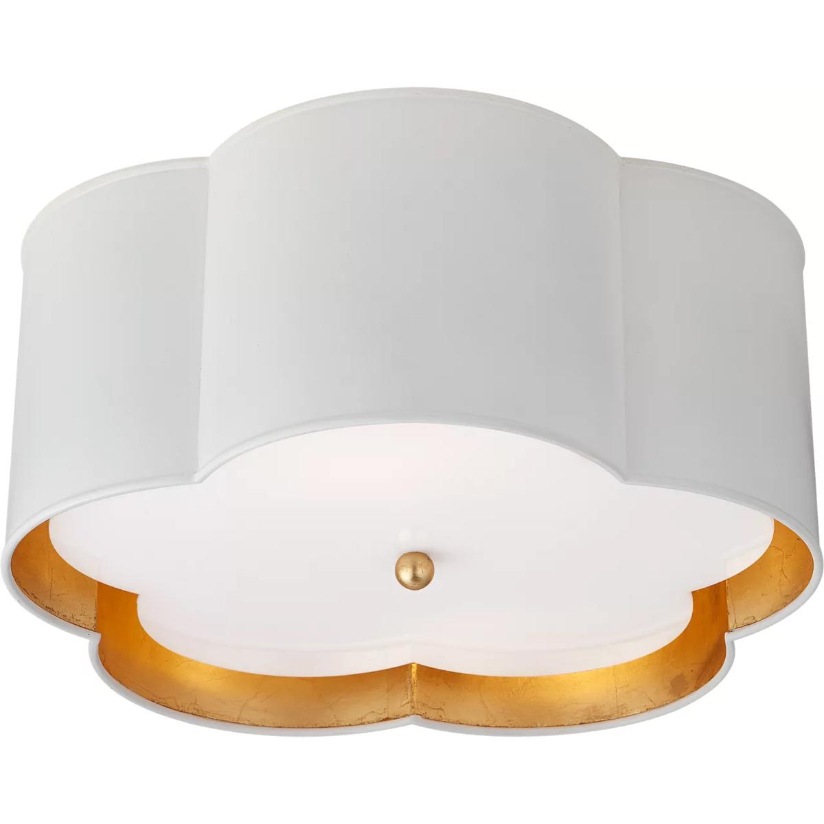Visual Comfort Signature Collection KS4117WHT/G-FA kate spade new york Bryce 2 Light 15 inch Plaster White Flush Mount Ceiling Light in White with Gil