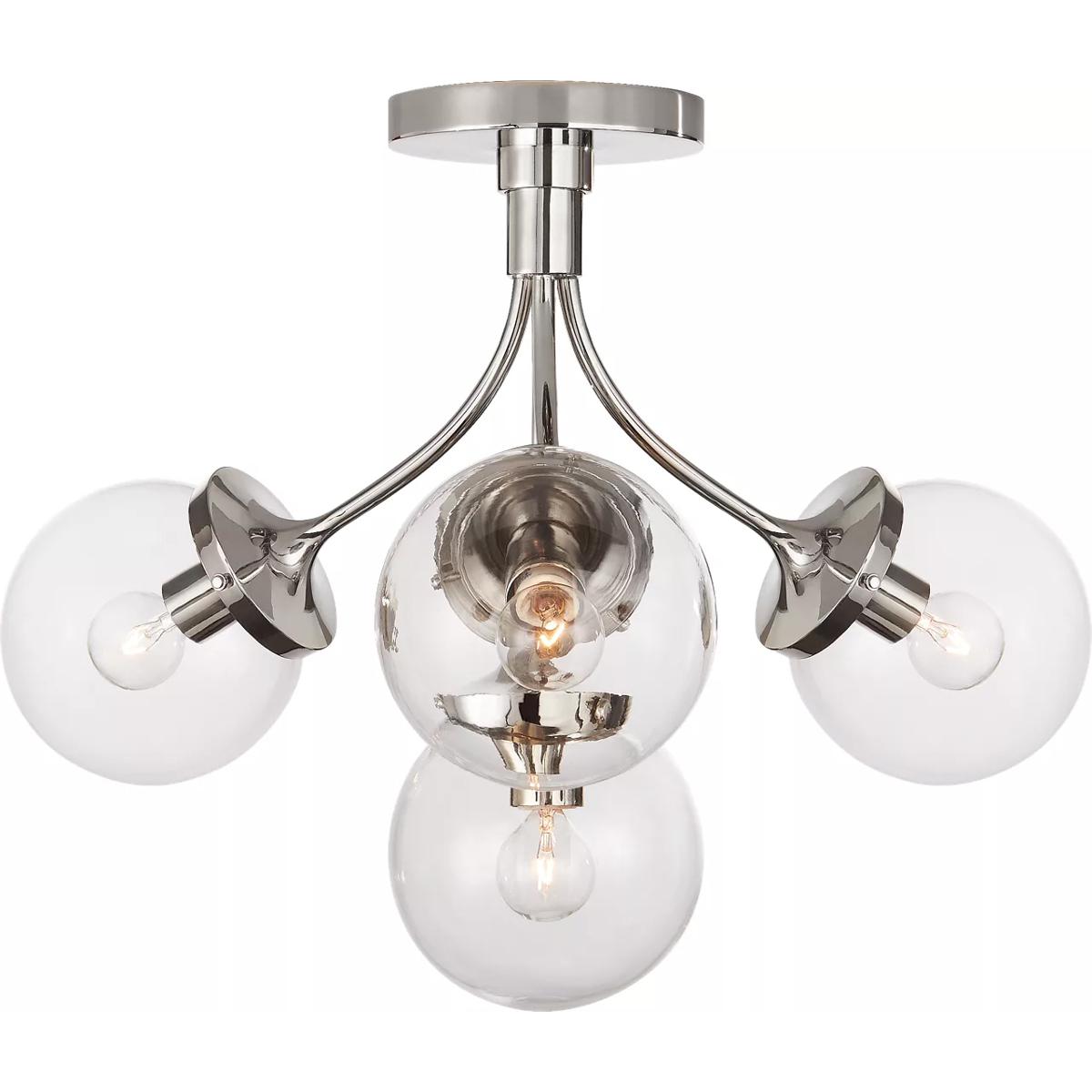 Visual Comfort Signature Collection KS4407PN-CG kate spade new york Prescott 4 Light 18 inch Polished Nickel Semi-Flush Mount Ceiling Light in Clear G