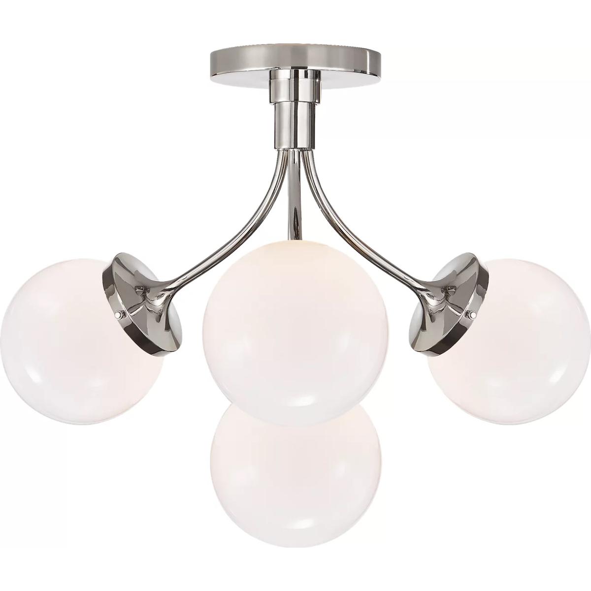 Visual Comfort Signature Collection KS4407PN-WG kate spade new york Prescott 4 Light 18 inch Polished Nickel Semi-Flush Mount Ceiling Light in White G