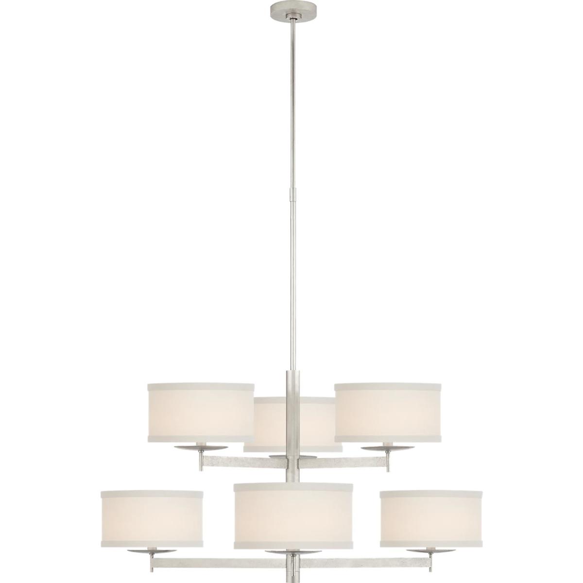 Visual Comfort Signature Collection KS5070BSL-L kate spade new york Walker 6 Light 37 inch Burnished Silver Leaf Two Tier Chandelier Ceiling Light in