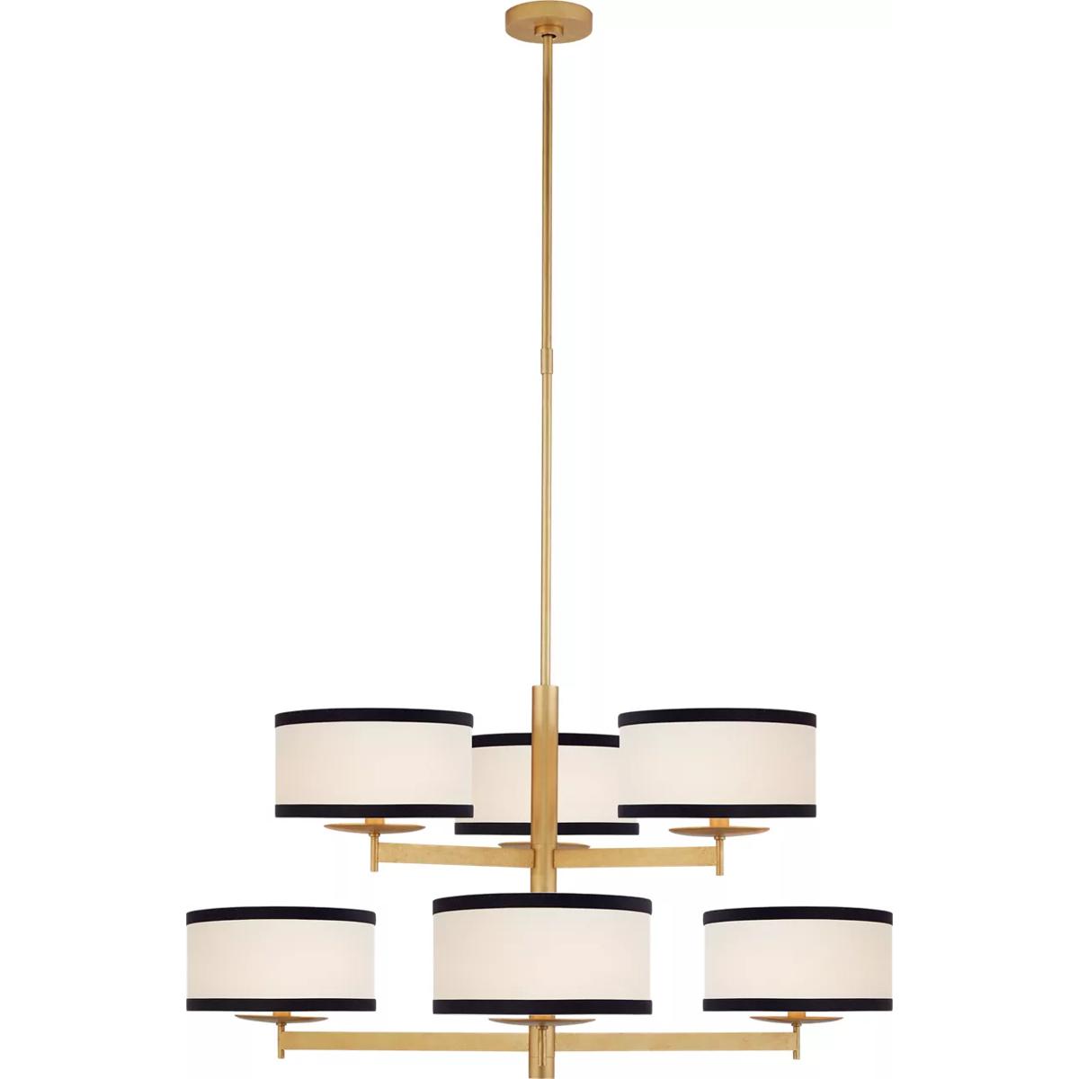 Visual Comfort Signature Collection KS5070G-L/BL kate spade new york Walker 6 Light 37 inch Gild Two Tier Chandelier Ceiling Light in Cream Linen with