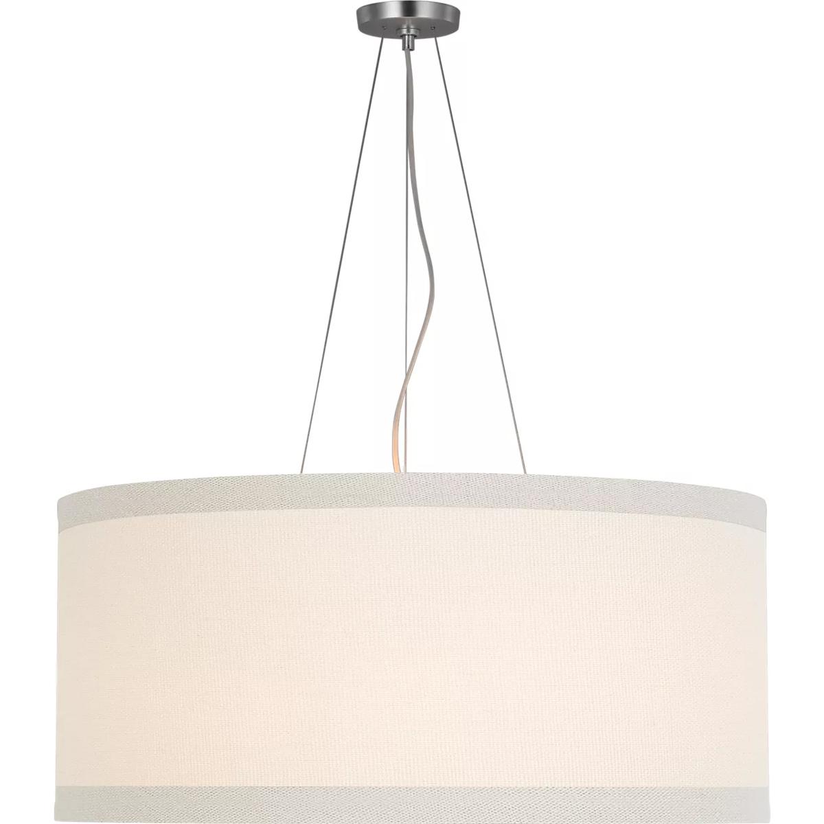 Visual Comfort Signature Collection KS5079BSL-L kate spade new york Walker LED 30 inch Burnished Silver Leaf Hanging Shade Ceiling Light in Linen, Lar