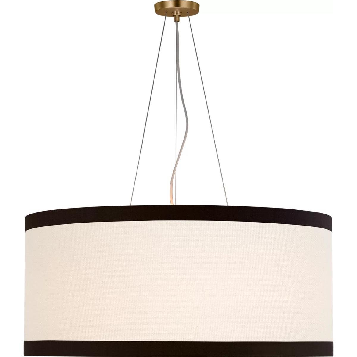 Visual Comfort Signature Collection KS5079G-L/BL kate spade new york Walker LED 30 inch Gild Hanging Shade Ceiling Light in Cream Linen with Black Lin