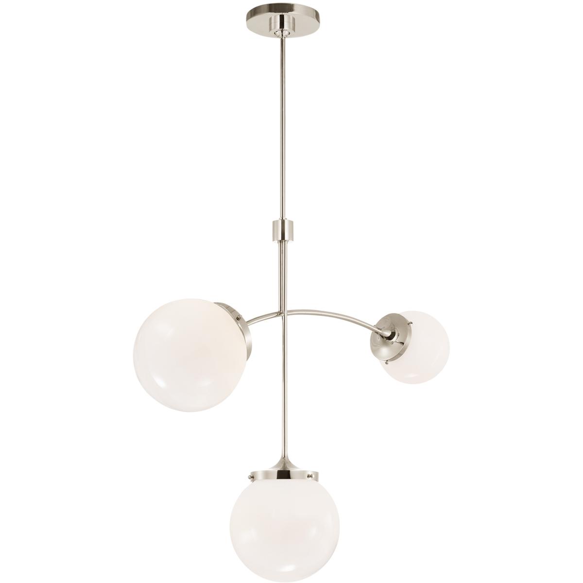 Visual Comfort Signature Collection KS5117PN-WG kate spade new york Prescott LED 27 inch Polished Nickel Chandelier Ceiling Light in White Glass, Smal
