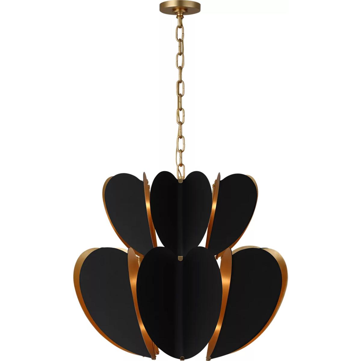 Visual Comfort Signature Collection KS5132BLK/G kate spade new york Danes LED 25.5 inch Matte Black and Gild Two Tier Chandelier Ceiling Light