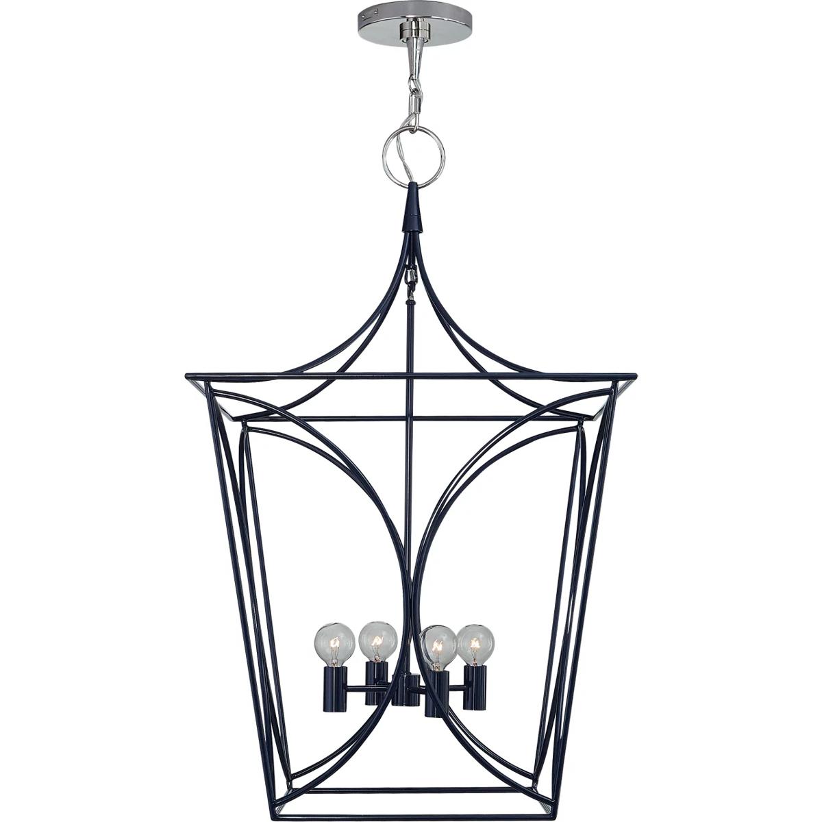 Visual Comfort Signature Collection KS5145NVY/PN kate spade new york Cavanagh 4 Light 19 inch French Navy and Polished Nickel Lantern Pendant Ceiling