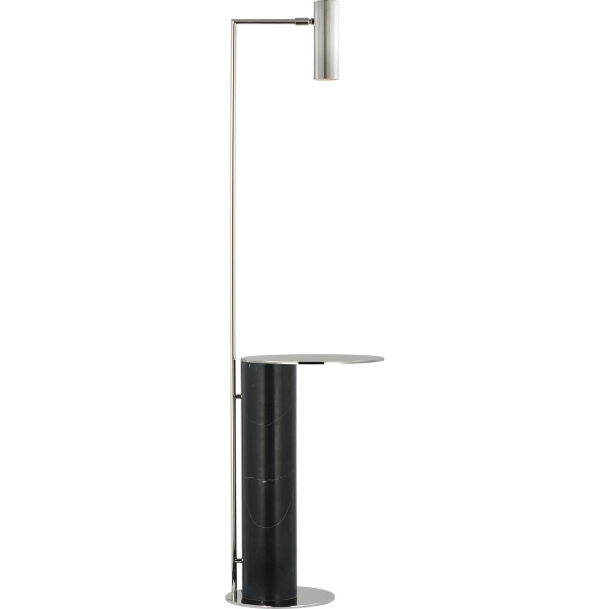 Visual Comfort Signature Collection KW1612PN/BM Kelly Wearstler Alma 54 inch 4.5 watt Polished Nickel and Black Marble Tray Table Floor Lamp Portable