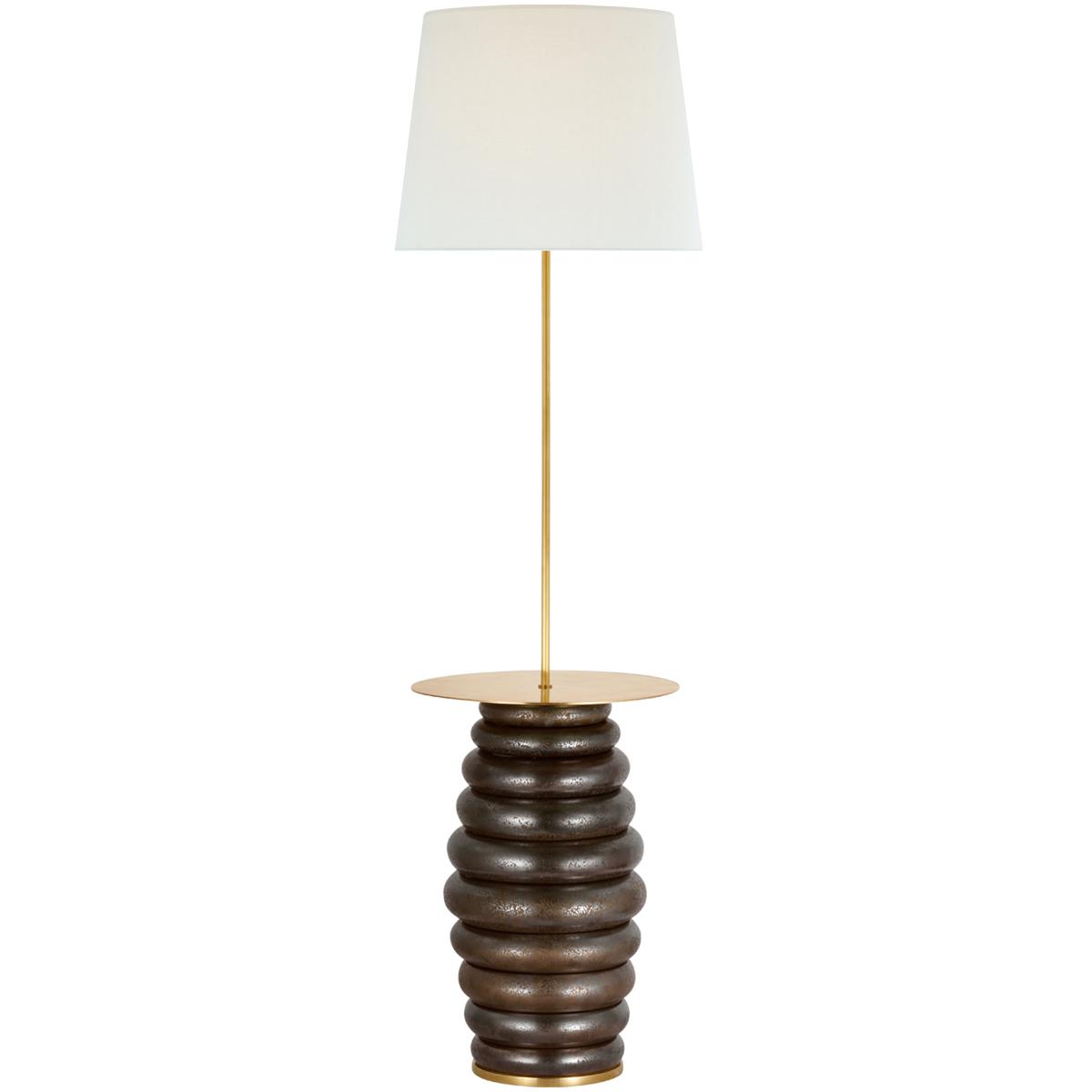 Visual Comfort Signature Collection KW1619CBZ-L Kelly Wearstler Phoebe 59.5 inch 15 watt Crystal Bronze Tray Table Floor Lamp Portable Light in Linen,